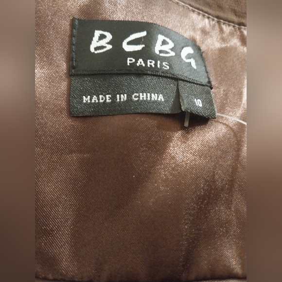 BCBG Paris Strapless Geometric Dress - Brown and Gold - Picture 7 of 7